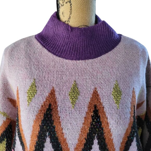 Francescas Anita Embellished Lavander Diamond Sequins Pullover Sweater- L - Picture 8 of 9